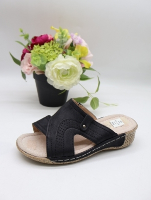 Klapki damskie na płaskim (36-41) J6-16 BLACK