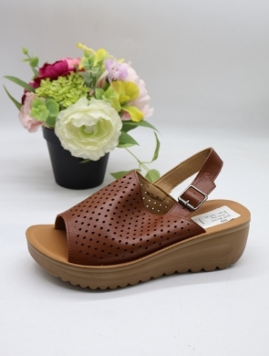 Sandały damskie na koturnie (36-41) K55 BROWN