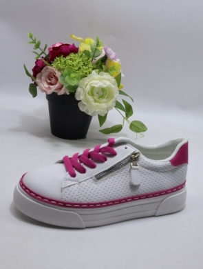 Buty sportowe damskie na płaskim (37-40) BK670 WH/RED
