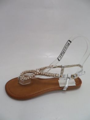 Klapki damskie na płaskim (36-41) D-6527 SILVER