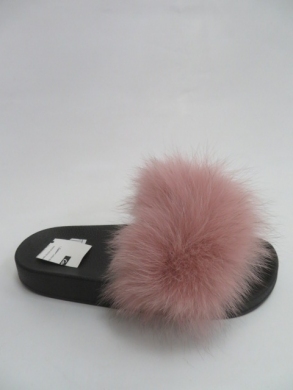 Klapki damskie z futerkiem (36-41) W2018 PINK