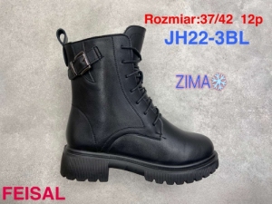 Botki damskie ocieplane na płaskim (37-42) JH22-3 BLACK