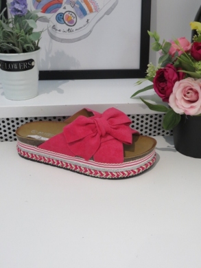 Klapki damskie na koturnie (36-41) 20-376 FUCHSIA