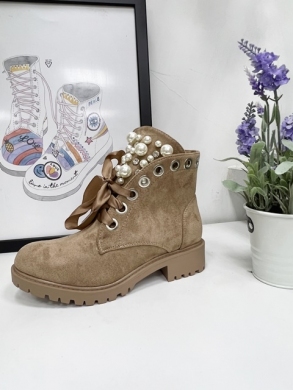 Botki damskie na płaskim (36-41) 8371 CAMEL