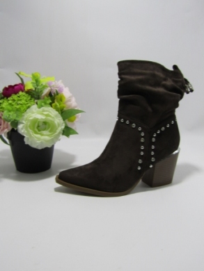 Botki damskie na obcasie (36-41) 9677A BROWN