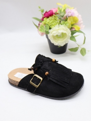 Klapki damskie na płaskim (36-41) NS015 BLACK