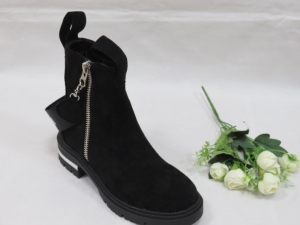 Botki damskie ocieplane na płaskim (36-41) NC1279 BLACK