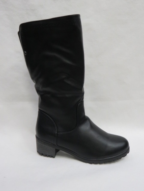 Kozaki damskie ocieplane na obcasie (39-43) D8817-3 BLACK