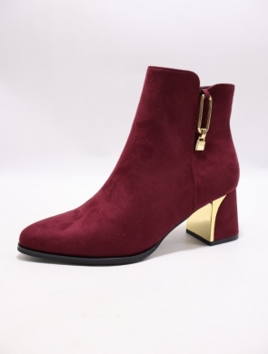 Botki damskie na obcasie (36-41) 1338 WINE