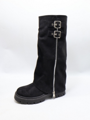 Kozaki damskie na płaskim (36-41) DE8025 BLACK