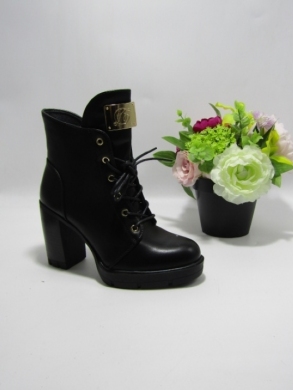 Botki damskie ocieplane na obcasie (36-41) HBL-102 BLACK/PU