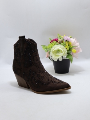 Botki damskie na obcasie (36-41) 9676A BROWN