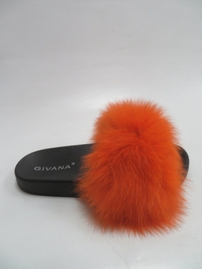 Klapki damskie z futerkiem (36-41) CZ600 ORANGE