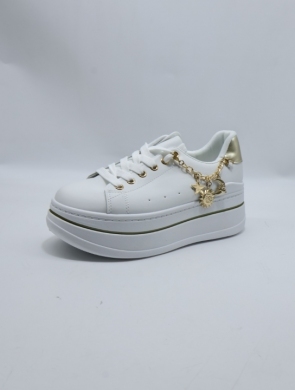Buty sportowe damskie na płaskim (36-41) B2031 WHITE/GOLD