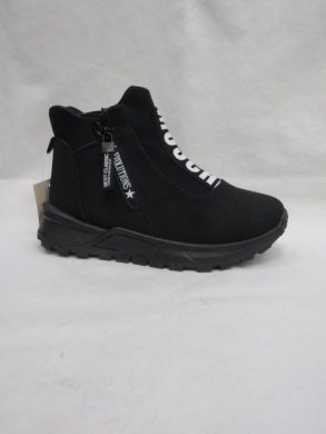 Botki damskie ocieplane na płaskim (36-41) 9132-21 BLACK