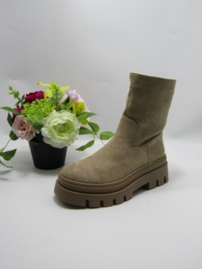 Botki damskie ocieplane na płaskim (36-41) NB004 KHAKI