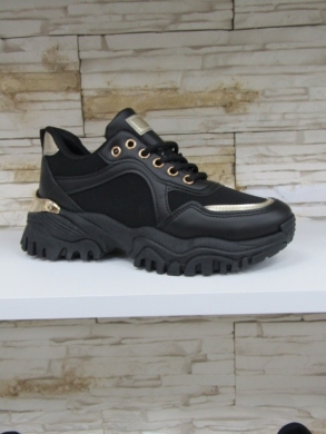 Buty sportowe damskie na płaskim (36-41) CC259 BLACK/GOLD