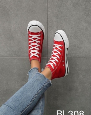 Trampki damskie na płaskim (36-41) BL308 RED