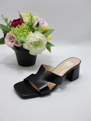 Klapki damskie na obcasie (36-41) 6633-1 BLACK