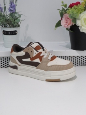 Buty sportowe damskie na płaskim (36-41) 2268 BEIGE/BROWN