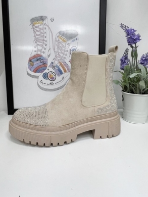 Botki damskie ocieplane na płaskim (36-41) 8617 BEIGE