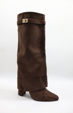 Kozaki damskie ocieplane na obcasie (36-41) 52201 BROWN