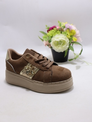 Buty sportowe damskie na płaskim (36-41) C3932 BROWN