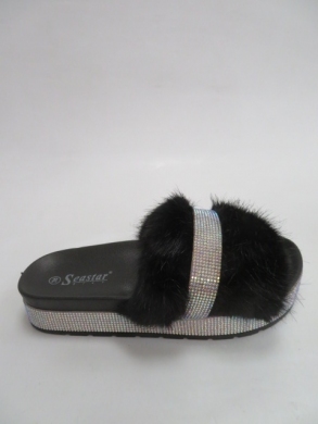 Klapki damskie z futerkiem (36-41) CK187 BLACK