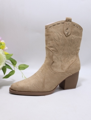 Botki damskie ocieplane na obcasie (36-41) 68100-2 KHAKI