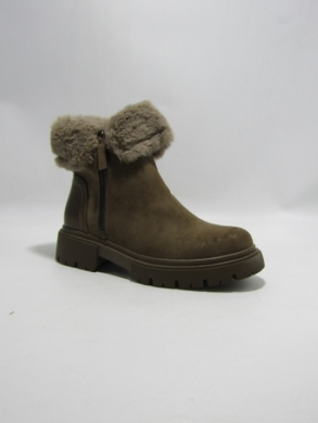 Botki damskie ocieplane na płaskim (36-41) F 6309 KHAKI