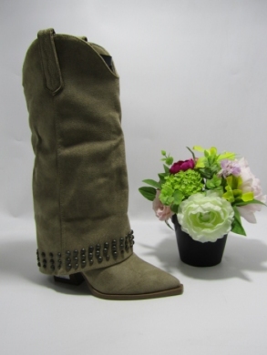 Kozaki damskie na obcasie (36-41) 9686A KHAKI