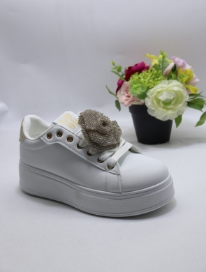 Buty sportowe damskie na płaskim (36-41) WW210 WHITE/GOLD