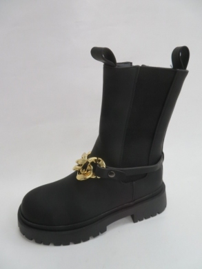 Kozaki damskie ocieplane na płaskim (36-41) 109A BLACK