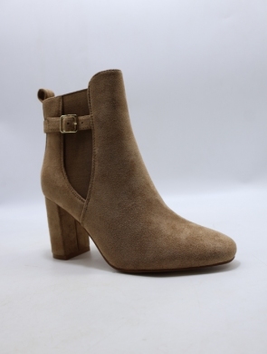 Botki damskie ocieplane na obcasie (36-41) 9189 CAMEL