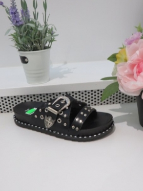 Klapki damskie na płaskim (36-41) 98-20 BLACK
