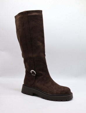 Kozaki damskie na płaskim (36-41) 2509A BROWN