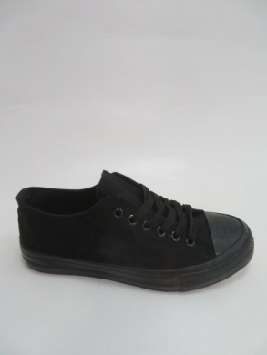 Trampki damskie na płaskim (36-41) 8A07 ALL BLACK