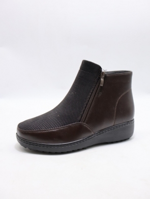 Botki damskie ocieplane na koturnie (36-42) 8150-3 BROWN