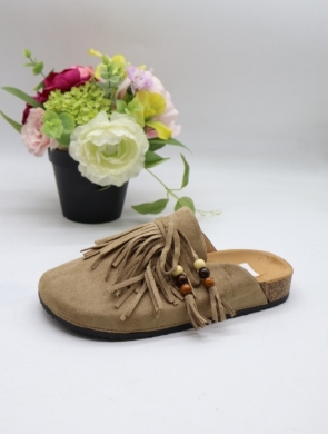Klapki damskie na płaskim (36-41) DM561 KHAKI