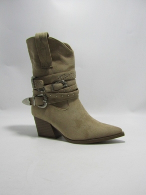 Kozaki damskie ocieplane na obcasie (36-41) 168-561 KHAKI