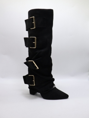 Kozaki damskie na obcasie (36-41) 7677A-1 BLACK