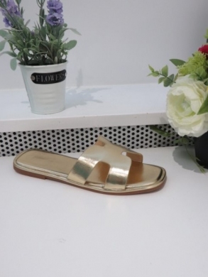 Klapki damskie na płaskim (36-41) B2101 GOLD