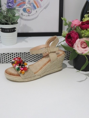 Sandały damskie na koturnie (36-41) C054 BEIGE