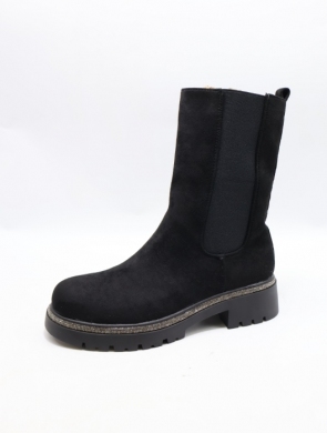 Botki damskie ocieplane na płaskim (36-41) 68210 BLACK
