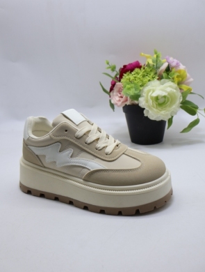 Buty sportowe damskie na płaskim (36-41) 25802 BEIGE