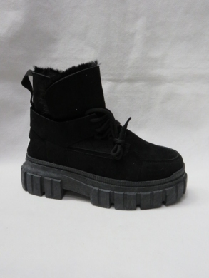 Botki damskie ocieplane na koturnie (36-41) 2113 BLACK