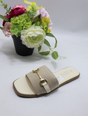 Klapki damskie na płaskim (36-41) L66-253 BEIGE