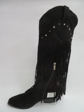 Kozaki damskie jesienne na płaskim (36-41) 632 BLACK