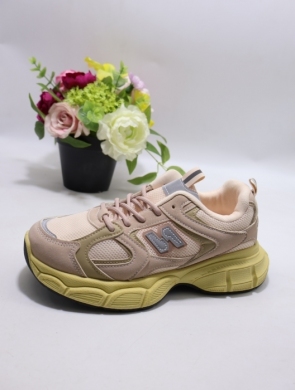 Buty sportowe damskie na płaskim (36-41) 23016 PINK/YELLOW