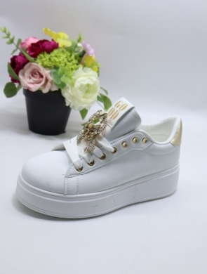 Buty sportowe damskie na płaskim (37-41)  B1071 WH/GOLD